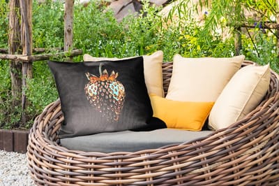 Buitenkussens - Tuin - Aardbei - Goud - Zwart - Chrome - 50x30 cm