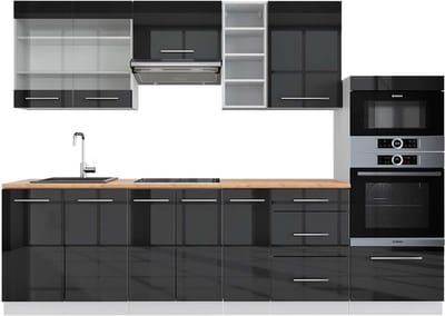 Vicco Fame-Line Complete keukeneenheid – 280 cm, WB Eik Antraciet hoogglans/wit