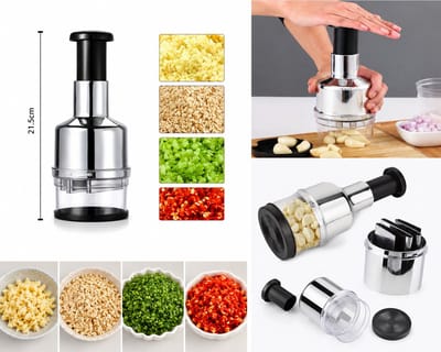 1 stuk knoflooksnijder groentemes, met drukhandvat, ideaal voor knoflookpuree, voor snel hakken en snijden van knoflook, uien en groenten, gemakkelijk schoon te maken, geschikt voor gebruik in de keuken