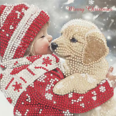 Diamond painting kaart Puppy Love – DIY Diamond Painting Christmas Card - Letistitch