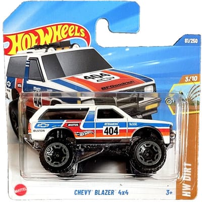 HOT WHEELS CHEVY BLAZER 4x4 404 BILSTEIN WHITE/CHROME 81/250 HW DIRT 3/10 1:64 SHORT CARD 2025