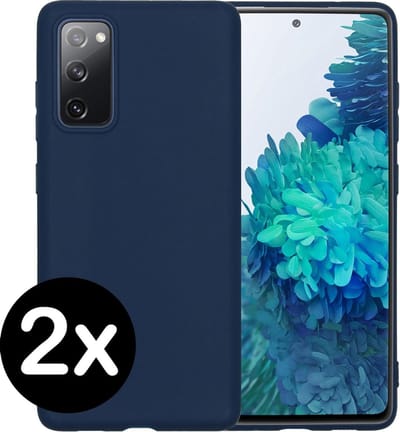 Hoesje - 2 Stuks - Geschikt voor Samsung Galaxy S20 FE - Sterk & Shockproof - Telefoonhoes - Back Cover - Case Siliconen - Telefoon Hoes - Donkerblauw
