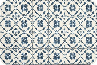 Badmat 90x60 cm - Antislip - Grafisch - Tegel - Blauw - Badmatten voor badkamer - Badkamermat - Douchemat - Badkamer mat