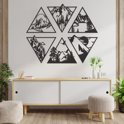 Wanddecoratie Landschap Natuur - Muurdecoratie Landschap - Muurdecoratie Hout - Wanddecoratie Hout - Muurdecoratie Woonkamer - Wanddecoratie Woonkamer - Wanddecoratie Dieren - Wanddecoratie Natuur - Home Decor - Wall Line Art - 105 x 105 cm