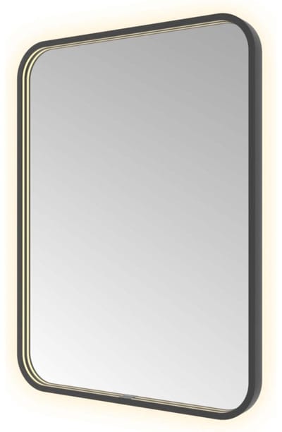 Hotbath &More SSQ680 Soft Square spiegel 60x80cm met verlichting, spiegelverwarming, kleurwissel, dimbaar en afstandsbediening geborsteld zwart PVD