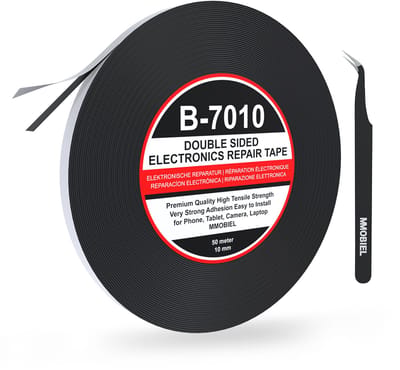 MMOBIEL Dubbelzijdige Zelfklevende Tape 10mm x 50m – Zwarte Montagetape met Sterke Acryllijm voor LCD-schermen, Glas, Telefoons, Tablets en Laptopreparaties – Inclusief Pincet