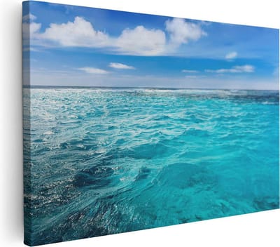 Artaza Canvas Schilderij Strand En Zee - 30x20 cm - Klein - Wanddecoratie Woonkamer - Muurdecoratie Kust - Kamer Accessoires