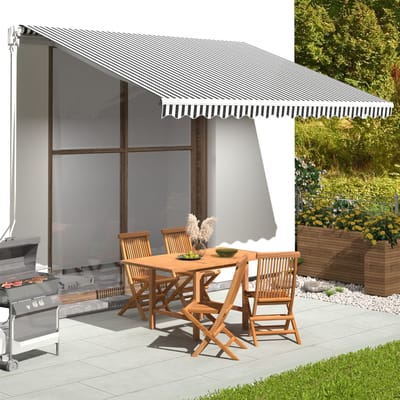 vidaXL - Vervangingsdoek - voor - luifel - 400x350 - cm - antracietkleurig - en - wit