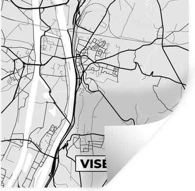 Muurstickers - Sticker Folie - Stadskaart – Zwart Wit - Kaart – Visé – België – Plattegrond - 100x100 cm - Plakfolie - Muurstickers Kinderkamer - Zelfklevend Behang XXL - Zelfklevend behangpapier - Stickerfolie