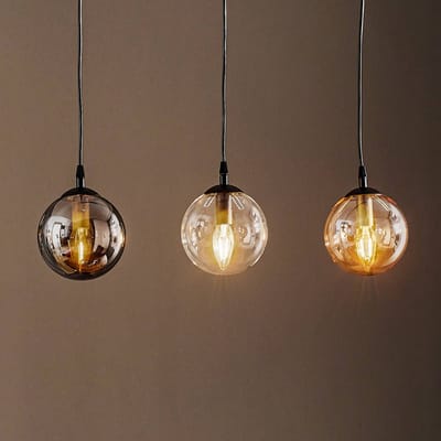 EMIBIG LIGHTING Hanglamp Glassy, 3-lamps, recht, grafiet/amber/helder, glas