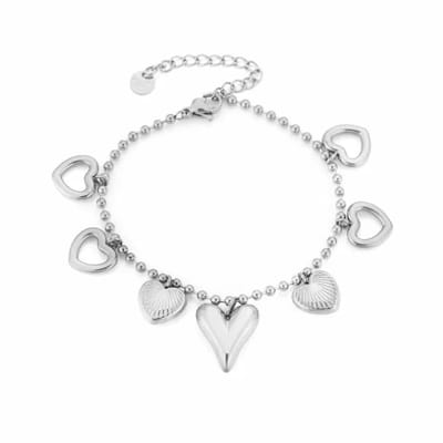 Bijoutheek Armband (Sieraad) Bedels Balletjes Hartjes Zilver