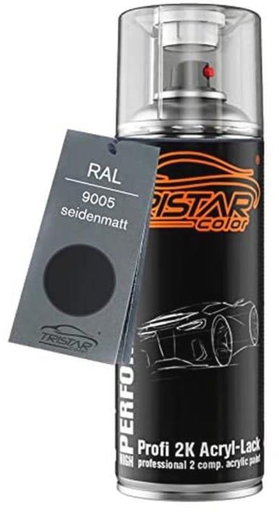 Zwart mat 2K Acrylverfspuitbus 400 ml sneldrogend