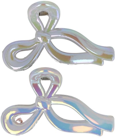 Haarsoires Haarspeld Haarklemmen 4,5cm – Strik – Parelmoer Grijs – Set van 2 - Haarclip Klem - Hair Claw - voor Opsteken Haar - Hair Clip - Decoratieve Haaraccessoire