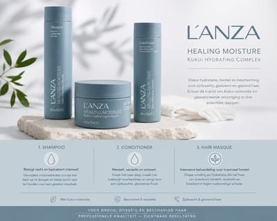 L'Anza - Healing Moisture Set - Tamanu Cream Shampoo + Kukui Nut Conditioner + Moi Moi Hair Mask + Ontwarborstel - Droog Haar Pakket
