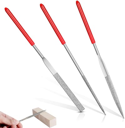 QTTVBTNA 3 stuks diamantvijl set - rond, plat en driehoekig - multifunctioneel voor hout, glas, keramiek, juwelen en modelbouw