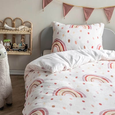 Dekbed-Discounter - Fresh and Co Kids Dekbedovertrek 140 x 200 cm - Verkoelend Polykatoen - Korte instopstrook - Wassen op 40 graden - Inclusief 1 kussensloop - Rainbow
