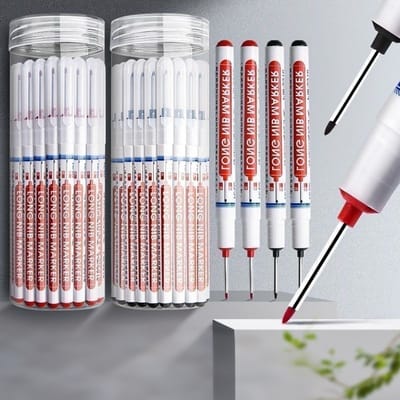 Marker Permanent - Rond - 15 stiften - 1,5 mm - Zwart - Rood - Blauw - Water en wrijfvast - Voor karton, kunststof, hout, metaal, etc. - Alcohol markers voor volwassenen - Opbergblik