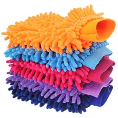 Microvezel autowashandschoenen Wasbare chenillehandschoenen Dikke autodetaillering Reinigingsborstel Handdoek Autoreinigingsgereedschap Auto-accessoires rood