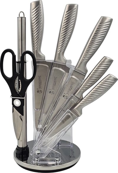 Royal Swiss® 7-Delige Messenset – Messenblok – RVS – Keukengerei Houder –zilver