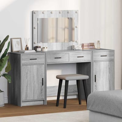 vidaXL - Kaptafel - 3 - st - Grijs - 78,5 - x - 41 - x - 135 - cm - Bewerkt - hout
