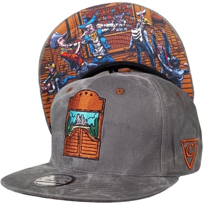 Capiche® Snapback Pet – Bar Gevecht – Grijs Gewassen Stof – Verstelbaar met Druksluiting – Pet Mannen – Cowboy Pet – Bar Fight