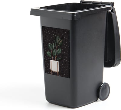 Container sticker Planten - Bloempot - Stippen - Zwart - 40x60 cm - Kliko sticker