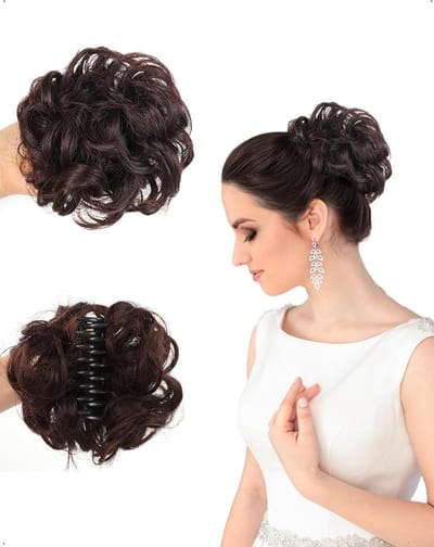 Natuurlijke Krullende Haarclip Paardenstaart - Synthetische Haarverlenging met Clips voor Vrouwen, Bruin en Golvend Haar