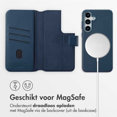 Accezz Hoesje - Geschikt voor Samsung Galaxy S25 Plus - Leather Bookcase 2-in-1 met Magnetische Ring - Nightfall Blue