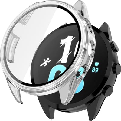 Stravo Screen protector case voor Garmin Forerunner 165 - Full Cover Hard Case / Beschermend Hoesje - Transparent - Garmin Smartwatch screenprotectors