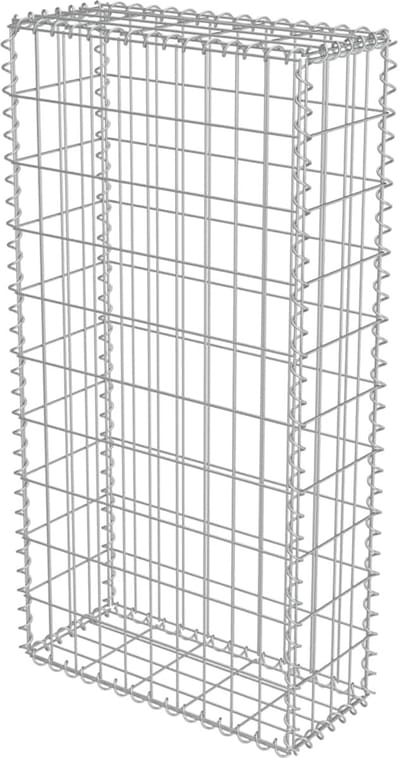 Schanskorf Wand met Deksel - 50x20x100 cm - Gegalvaniseerd Staal - Steenkorf voor Tuinafscheiding en Privacy - Zilver