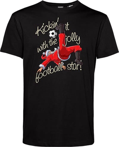 T-shirt Kickin' It With Santa | Foute Kersttrui Dames Heren | Kerstcadeau | Kerstpakket | Zwart | maat XS