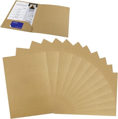 Set van 12 Kraft Papieren Pouches, A4 Opbergmap met Flap, Documentenhouder en Organizer voor Kantoor, School en Thuisgebruik