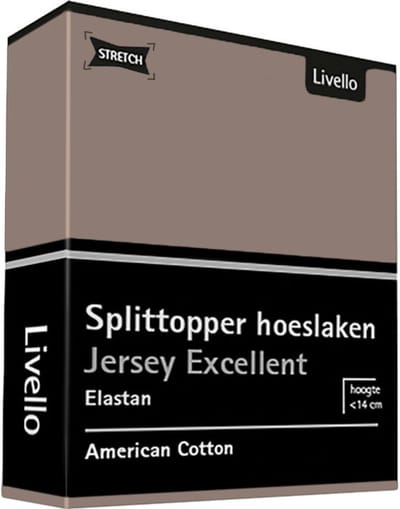 Livello Hoeslaken Splittopper Jersey Excellent Taupe 250 gr 180x200 t/m 200x220