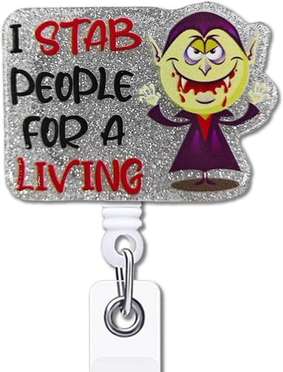 Intrekbare Badge Reel met Alligator Clip voor ID Kaarten - Grappig Zilveren Glitter Ontwerp