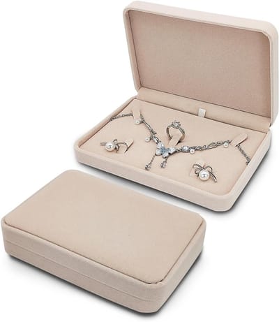 Reisjuwelendoos Organiser voor Sieraden - Compacte Display Case voor Ringen, Kettingen en Oorbellen (Beige A)