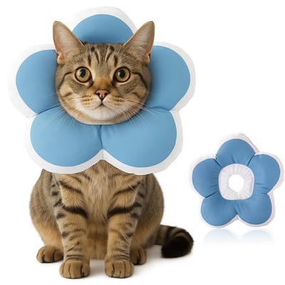 MAGICSHE Katten Halsband - Verstelbare Beschermkraag Kat - Zachte Kattenkraag Voor Nazorg - Herstelhalsband Voor Kittens En Kleine Honden Blauw XS