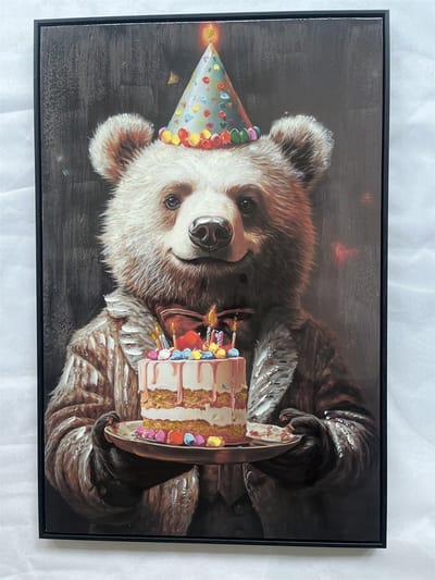 Schilderij birthday bear 60x90cm