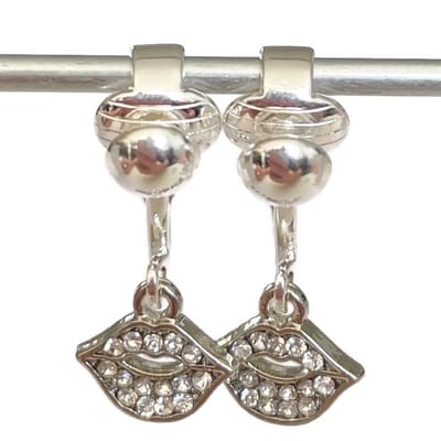 Clip Oorbellen Kinderen - Oorclips - Kus - Mond - Glitters - Zilver - Hangoorbellen - MNQ bijoux