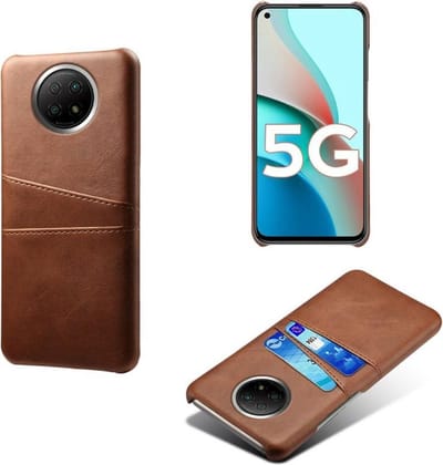 Backcover met Opbergvakjes + PMMA Screenprotector voor Xiaomi Redmi Note 9T _ Donkerbruin