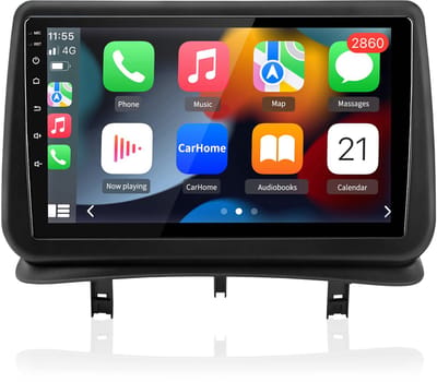 JUNSUN Autoradio - Geschikt voor Renault Clio 3 (2005-2014) Accessoires - Android 15 - Draadloos CarPlay & Android Auto - Bluetooth - 9 Inch IPS Touchscreen - Navigatiesysteem - 4GB+64GB - DSP -RDS - SWC