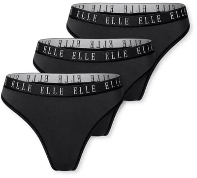 Elle 3-Pack dames tanga strings microfiber - M - Zwart