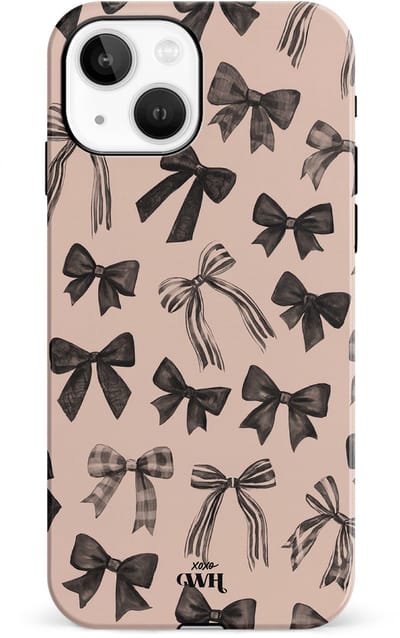 xoxo Wildhearts telefoonhoesje geschikt voor iPhone 13 - Winter Muse - Double Layer - Hard case met dubbele beschermlaag - Beschermhoes shockproof case - Hoesje met strikjes - Beige