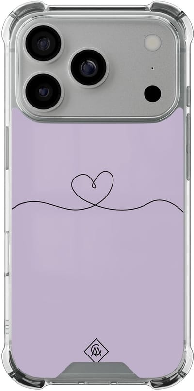 Casimoda® hoesje - Geschikt voor iPhone 17 Pro - Hart Lila - Shockproof case - Extra sterk - TPU/polycarbonaat - Paars, Transparant