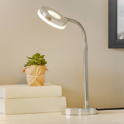 Reality Leuchten Rennes LED tafellamp, chroomkleurig, hoogte 40 cm