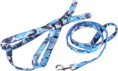 Nobleza Honden Y-tuigje met riem - Hondentuigje - Y Tuig hond - Instaptuig hond - Hondenharnas - Honden harnas - Blauw - Maat M - L60-80 cm