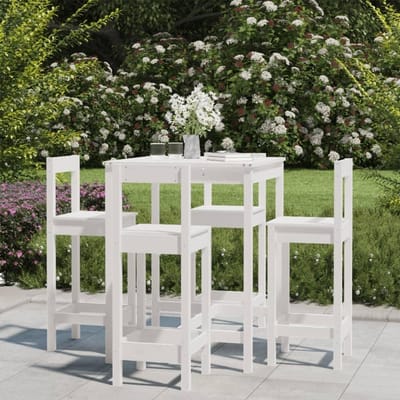 Tuinbarset 5-delig - Buitenmeubel set - Gezellig buiten zitten - Massief grenenhout - 82x82x110 cm - Wit