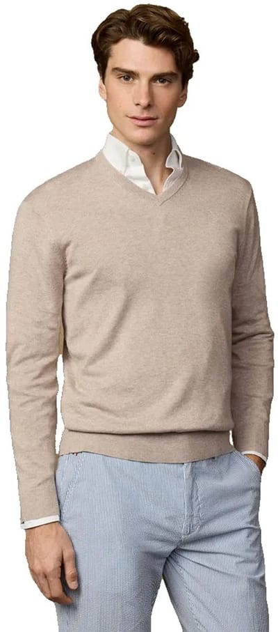 Hackett Ess Cotton Trui Met V-hals Beige L Man