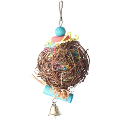 Vogel Papegaai Kauwspeeltje Natuurlijke Rotan Bal Speeltjes voor Kleine Vogels met Papieren Strips