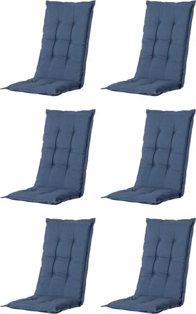 Madison - Tuinkussen - Universeel - Lage Rug - 6 st. - Panama Safier Blue - 105x50cm - Blauw - Tuinstoelkussens - Standaardstoel