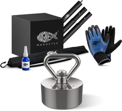 Magnetar Prikstok Pakket Easy - Vismagneet - Allround 360° 280kg Magneet - Handschoenen - Magneetvissen